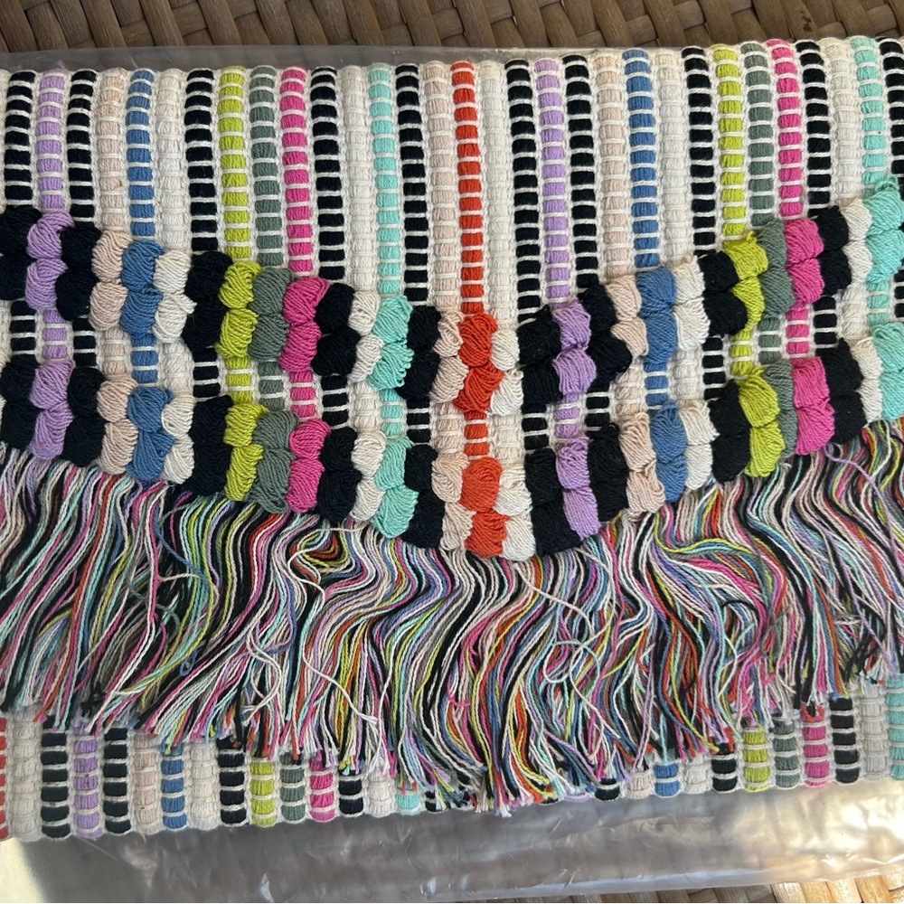 Stella & Dot Taj Clutch – White with Multicolor Fringe – Like New, Rarely Used